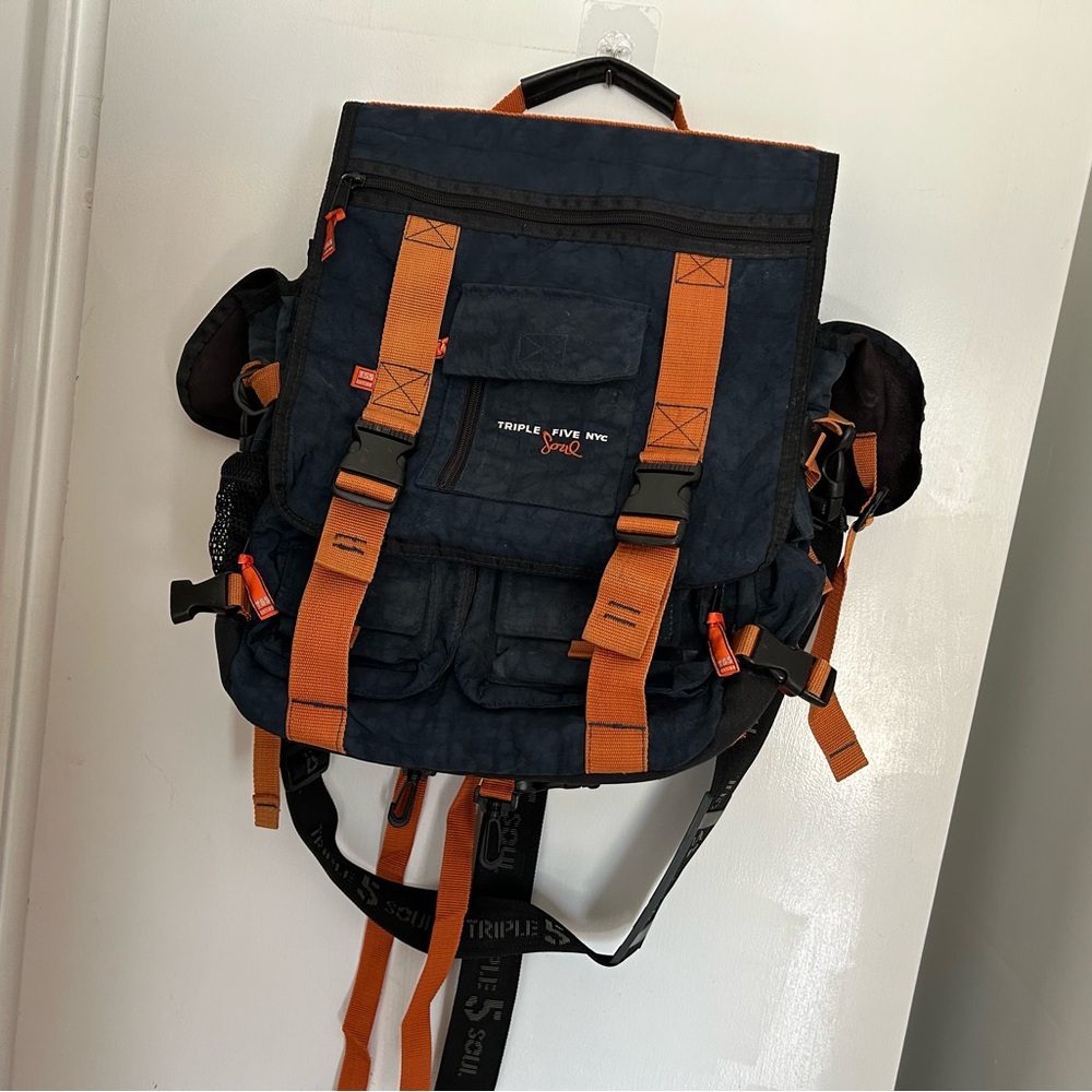 Triple Five Soul Navy Backpack with Orange Straps
